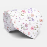 Elegant Wild Flower On White Background Wedding Neck Tie