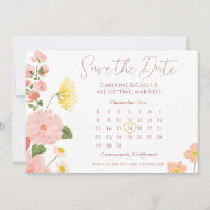 Elegant Wild Flower Wedding Calendar Save The Date