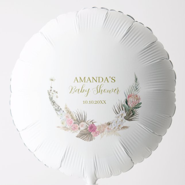 Elegant Wild Flowers Baby Shower Balloon (Front)