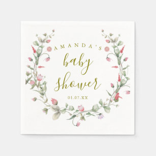 Elegant Wild Flowers Baby Shower Napkins