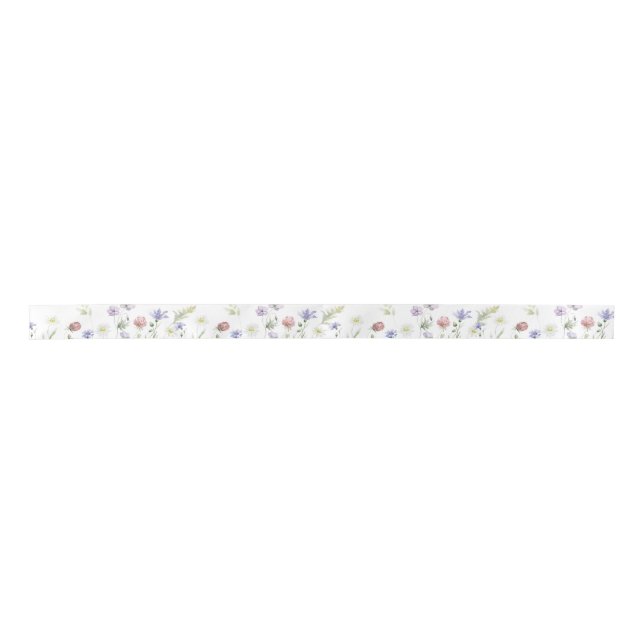 Elegant Wild Flowers Baby Shower  Satin Ribbon (Front)