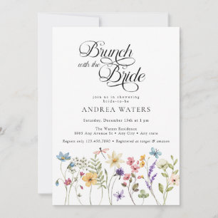 Elegant Wild Flowers Floral Bridal Shower invita Invitation