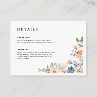 Elegant Wild Flowers Wedding Details Enclosure Card