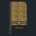Elegant Wild Leopard Black Gold Jewel Wallet Phone Case For Samsung Galaxy S4<br><div class="desc">Elegant Wild Leopard Animal Print Black and Gold, faux Jewel. Elegant Classy Phone Mobile Case Girly for Women girl Add Name Initials Glitter (Be advised that image will appear darker on Case) Fabulous product for Women, Girls, Zizzago created this design PLEASE NOTE all flat images! They Do NOT have real...</div>