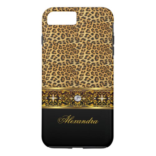 Elegant Wild Leopard Black Gold Jewel Tough iPhone 8 Plus7 Plus Case