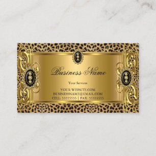 Elegant Wild Leopard Gold Black Jewel Business Card