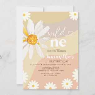 Elegant Wild One Birthday Boho Daisy Flowers Invitation