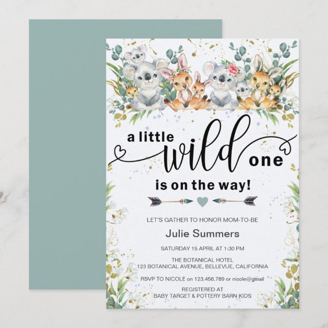 Elegant Wild One Bush Safari Baby Shower  Invitation (Front/Back)