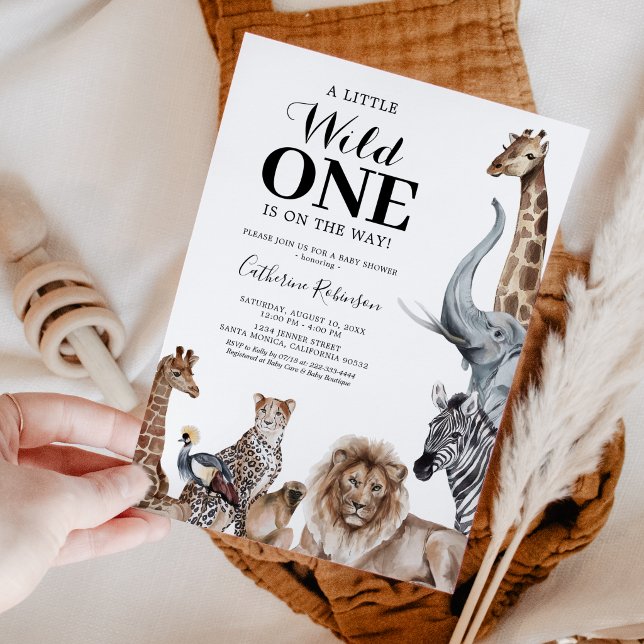 Elegant Wild One Safari Baby Shower Invitation