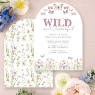 Elegant Wild & Onederful Butterflies 1st Birthday Invitation