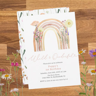 Elegant Wild & Onederful Wildflower 1st Birthday Invitation