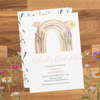 Elegant Wild & Onederful Wildflower 1st Birthday Invitation by PrintedbyCharlotte at Zazzle