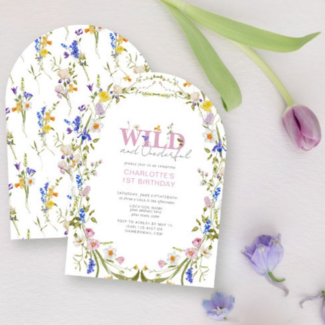 Elegant Wild & Onederful Wildflower 1st Birthday Invitation (Creator Uploaded)