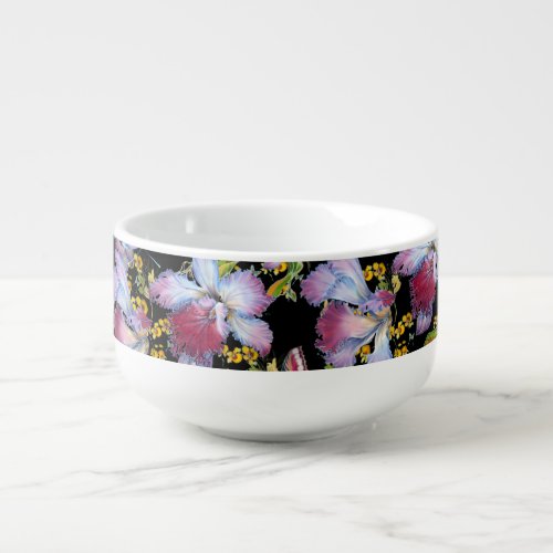 Elegant Wild Orchid Multicolor Black  Soup Mug