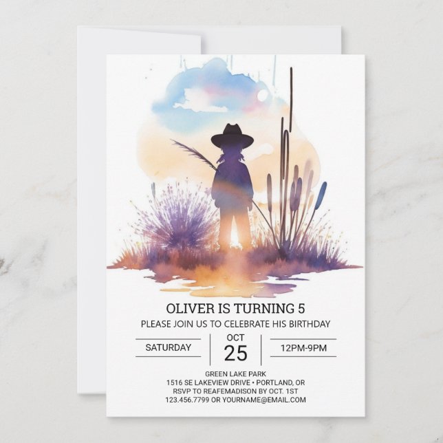 Elegant Wild West Cowboy Birthday Invitation (Front)