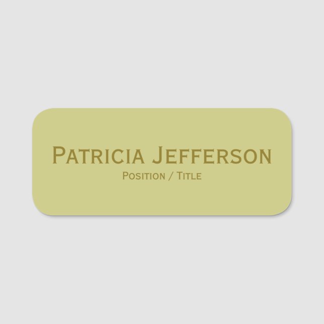 Elegant Wild Willow Green Professional Name Tag (Front)