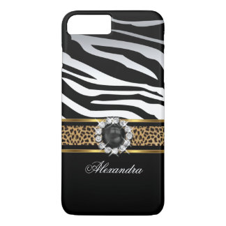 Elegant Wild Zebra Stripe Leopard Black Gold Pearl iPhone 8 Plus/7 Plus Case