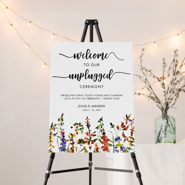 Elegant Wildflower 2 unplugged wedding ceremony Foam Board (In Situ (Stand))