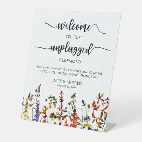 Elegant Wildflower 2 unplugged wedding ceremony  Pedestal Sign