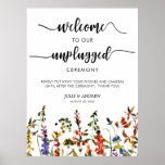Elegant Wildflower 2 Unplugged Wedding Ceremony Poster at Zazzle