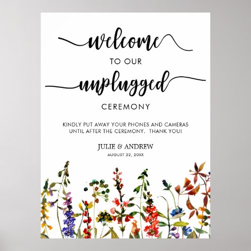 Elegant Wildflower 2 unplugged wedding ceremony Poster