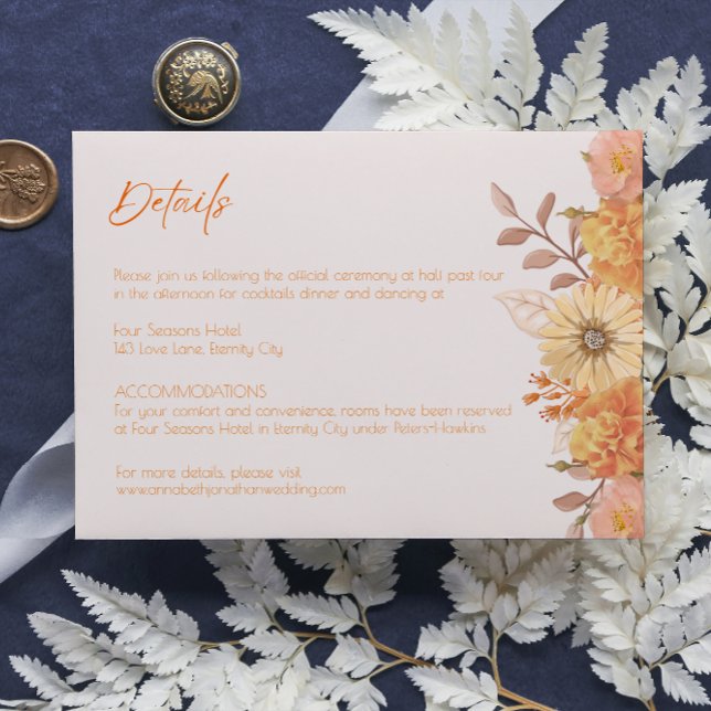 Elegant Wildflower Apricot Wedding Enclosure Card (Creator Uploaded)