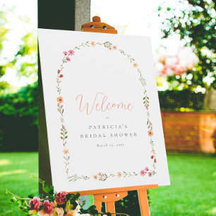 Elegant Wildflower Arch Bridal Shower Welcome Sign