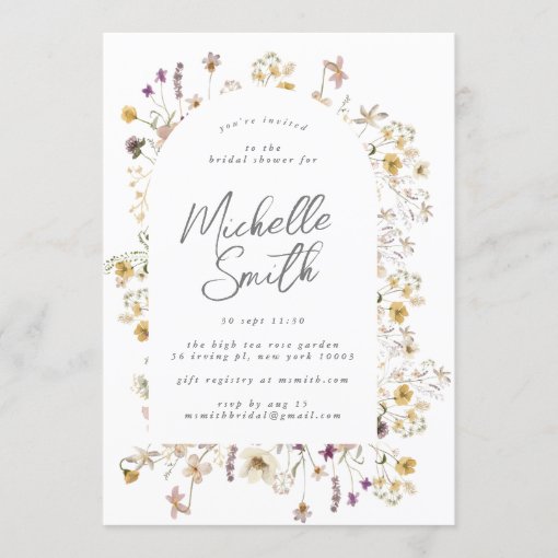 Elegant Wildflower Arch Spring Bridal Shower Invitation Zazzle