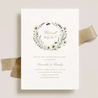 Elegant Wildflower Baby Gender Reveal Party Invitation