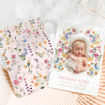 Elegant Wildflower Baby Girl Birth Announcement