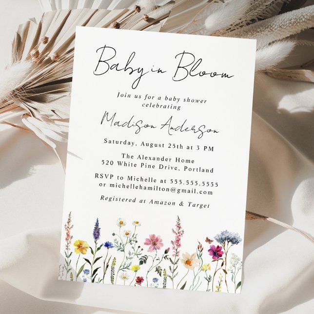 Elegant Wildflower Baby in Bloom Baby Shower Invitation (Creator Uploaded)