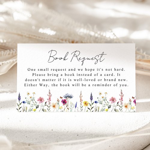 Elegant Wildflower Baby Shower Book Request Enclosure Card