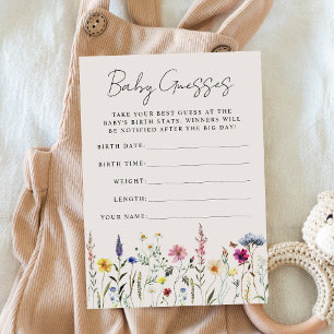 Elegant Wildflower Baby Shower Guessing Game Card