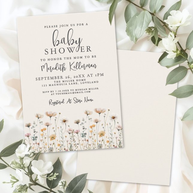 Elegant Wildflower Baby Shower Invitation (Elegant Wildflower Baby Shower Invitation)