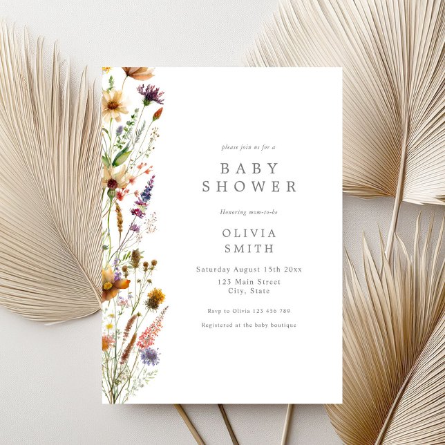 Elegant Wildflower Baby Shower Invitation (Creator Uploaded)