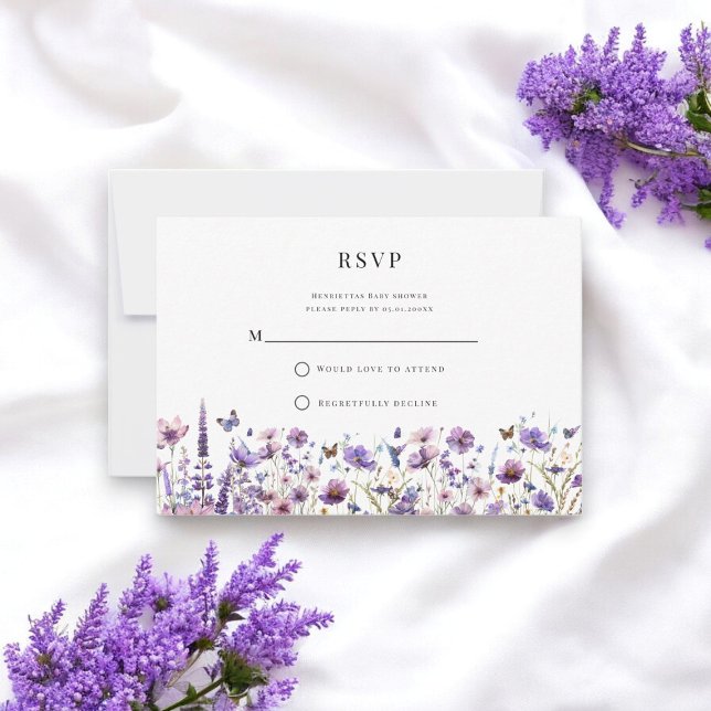 Elegant wildflower baby shower RSVP Card (Creator Uploaded)