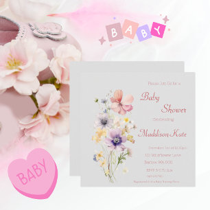 Elegant Wildflower Baby Shower Save The Date