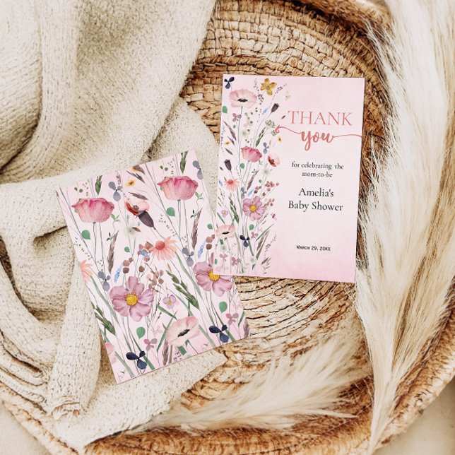 Elegant Wildflower Baby Shower Thank You Card (Creator Uploaded)