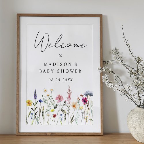 Elegant Wildflower Baby Shower Welcome Sign