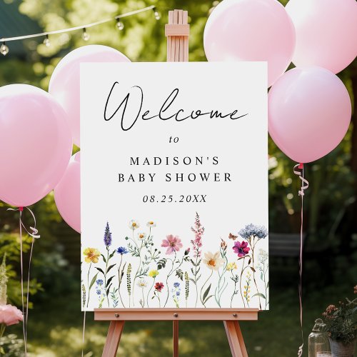 Elegant Wildflower Baby Shower Welcome Sign