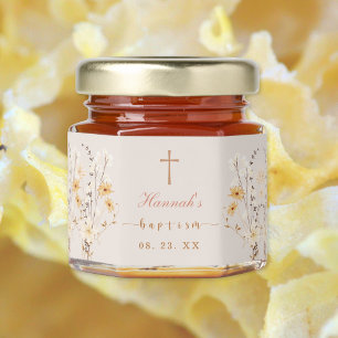 Elegant Wildflower Baptism / Christening Honey Jar Favors