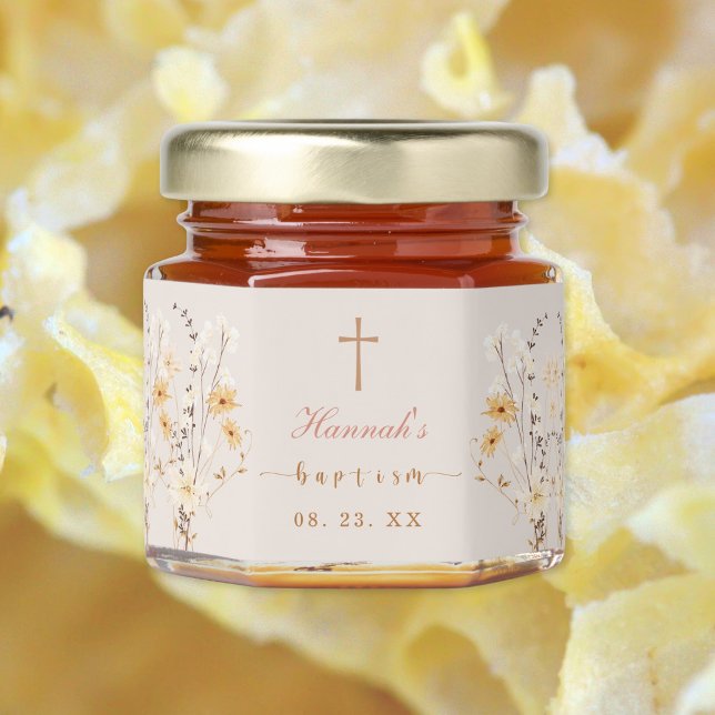 Elegant Wildflower Baptism / Christening Honey Jar Favors (Creator Uploaded)