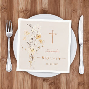 Elegant Wildflower Baptism / Christening  Napkins