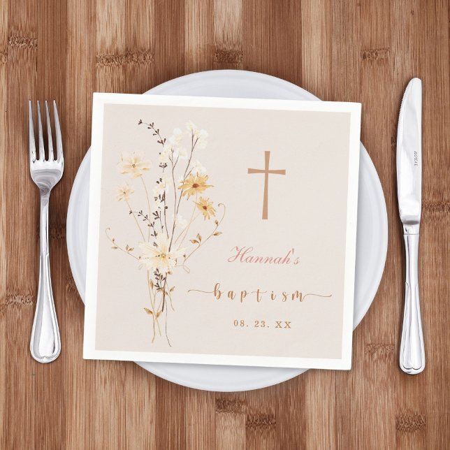 Elegant Wildflower Baptism / Christening  Napkins (Creator Uploaded)