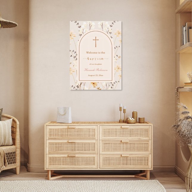 Elegant Wildflower Baptism / Christening Welcome  Poster (Creator Uploaded)