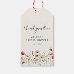 Elegant Wildflower Bee Bridal Shower Favor Gift Tags