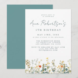 Elegant Wildflower Birthday Invitation