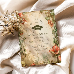 Elegant Wildflower Bloom Graduation Party Invitation