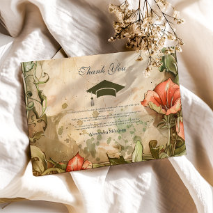 Elegant Wildflower Bloom Graduation Party  Thank You Card