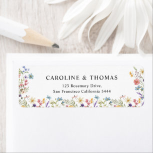 Elegant Wildflower Bloom Wedding Address Label
